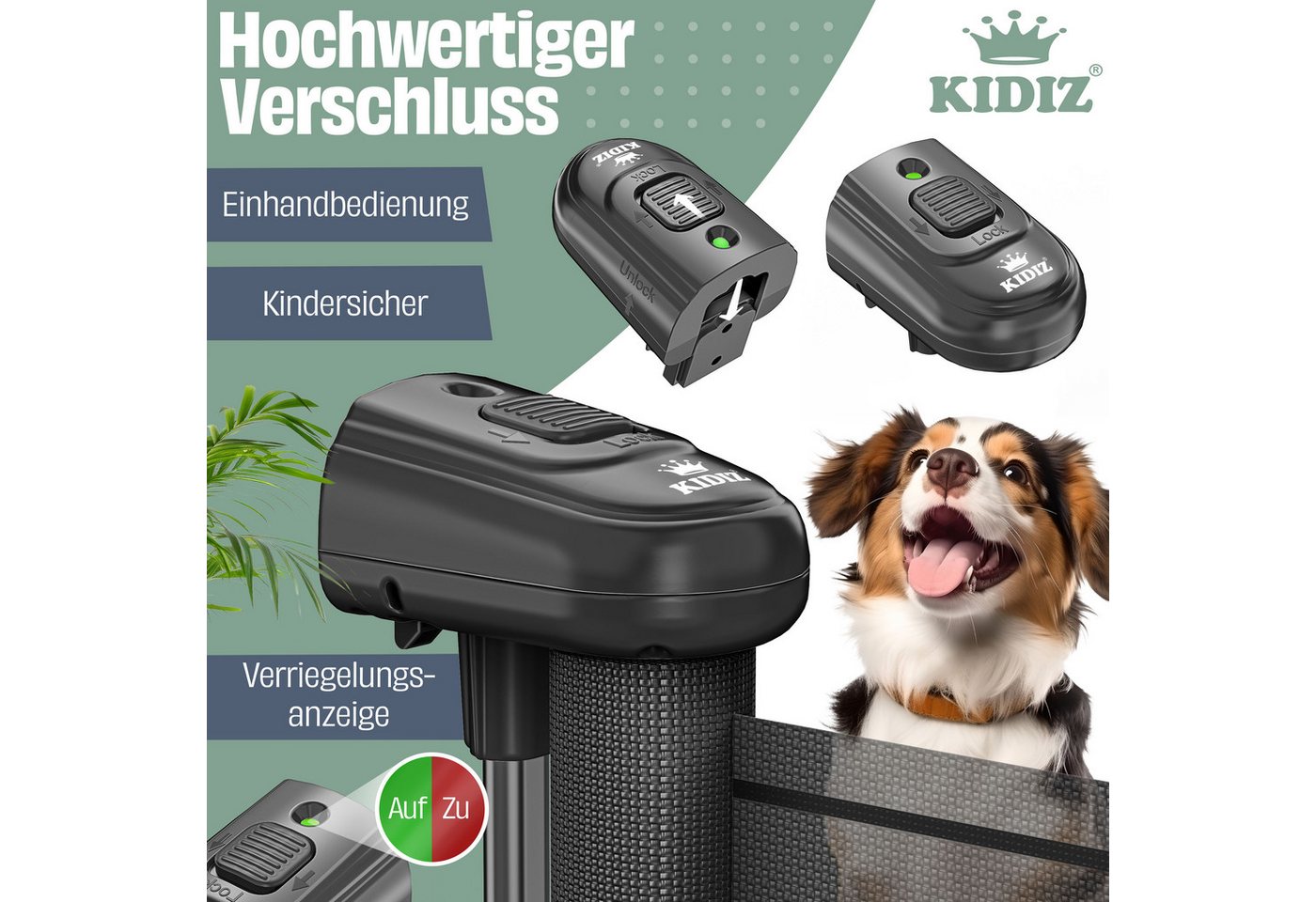 KIDIZ Türschutzgitter Treppenschutzgitter ausziehbar bis 180cm für Kinder, Babys & Haustiere (Schutzgitter für Treppen & Türen inkl. Bodenanker & Montagezubehör), Raumtrennung Absperrgitter kindersicheres Treppengitter Bild 3