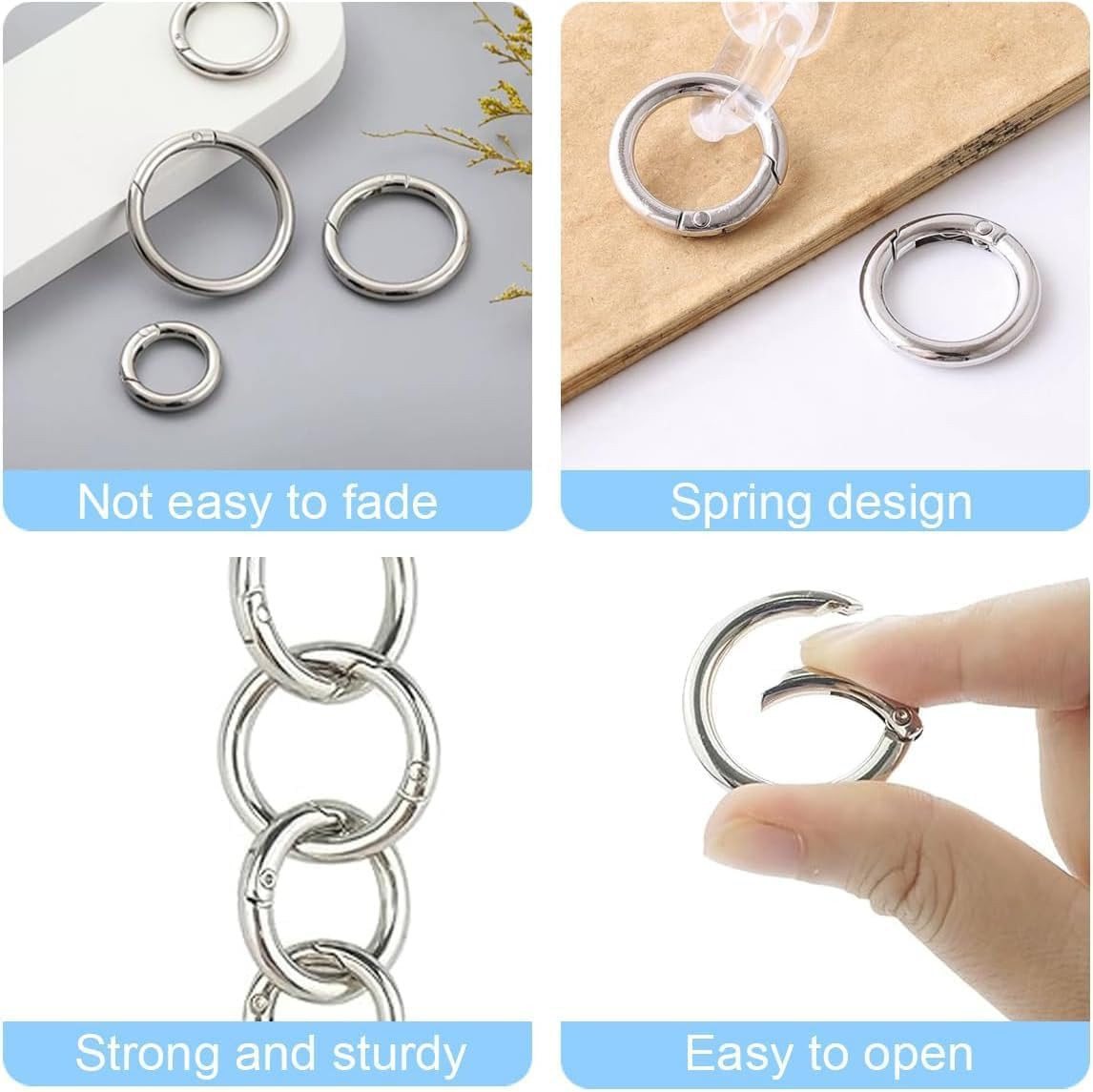 FELIXLEO Karabiner Runde KarabinerHaken aus Edelstahl in Silber für DIY Basteln, (20 St) Bild 2