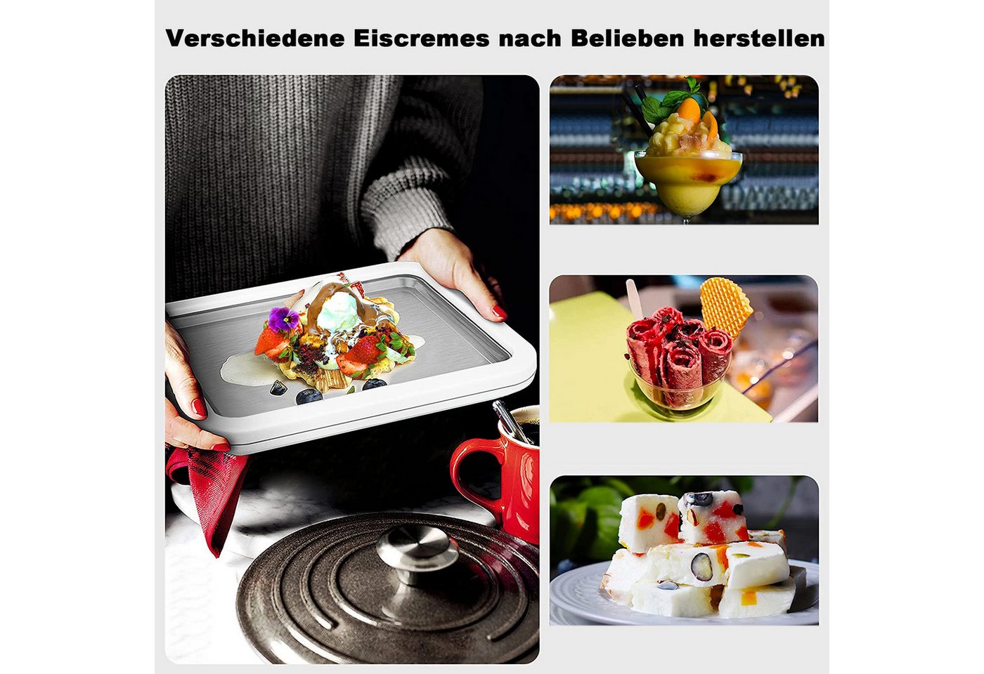 KINSI Eiswürfelform Eisplatte zum eis machen, Rolled Ice Cream Maker, Eis Platte Für Ice Rolls, Rolleismaschiene Platte Bild 2