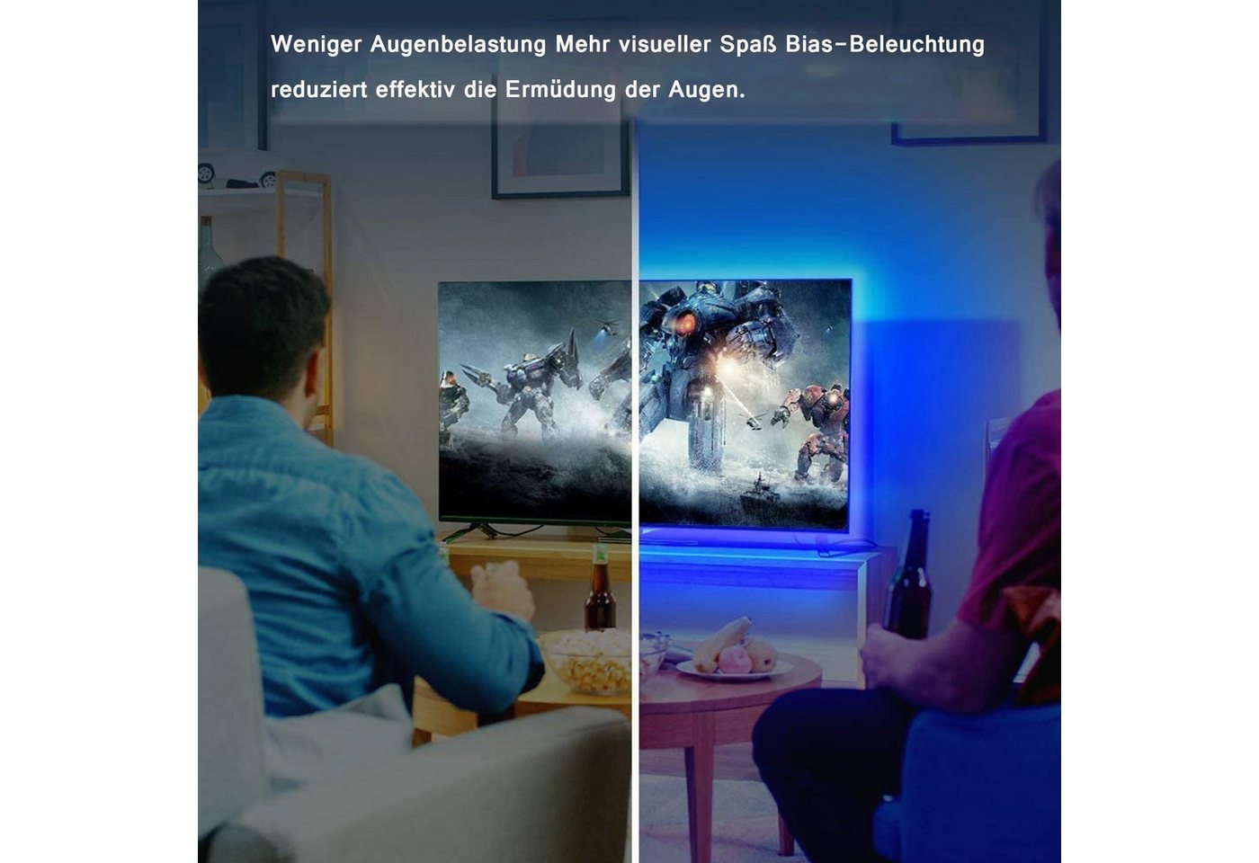 KINSI LED Stripe LED TV-Hintergrundbeleuchtung,Music Sync,3 Tasten,RGB Bluetooth App, Für DIY Dekoration, Party, Gaming, Dekor, TV Hintergrundbeleuchtung Bild 2