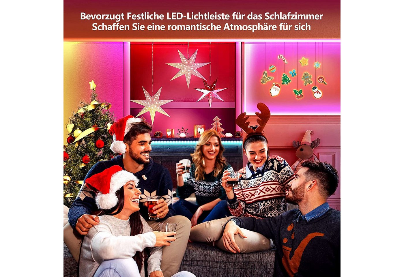 KINSI LED Stripe LED TV-Hintergrundbeleuchtung,Music Sync,3 Tasten,RGB Bluetooth App, Für DIY Dekoration, Party, Gaming, Dekor, TV Hintergrundbeleuchtung Bild 3