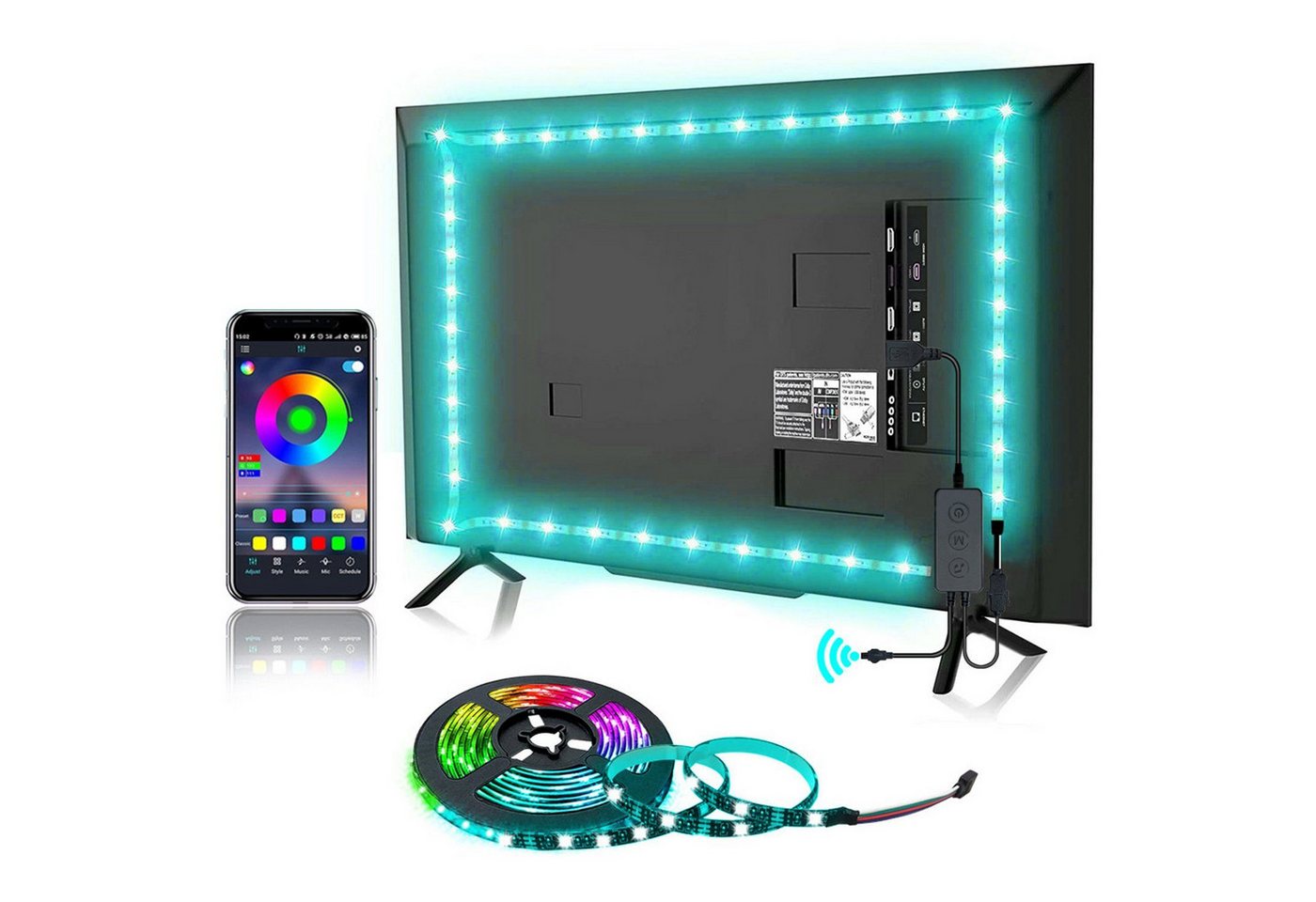 KINSI LED Stripe LED TV-Hintergrundbeleuchtung,Music Sync,3 Tasten,RGB Bluetooth App, Für DIY Dekoration, Party, Gaming, Dekor, TV Hintergrundbeleuchtung Bild 4
