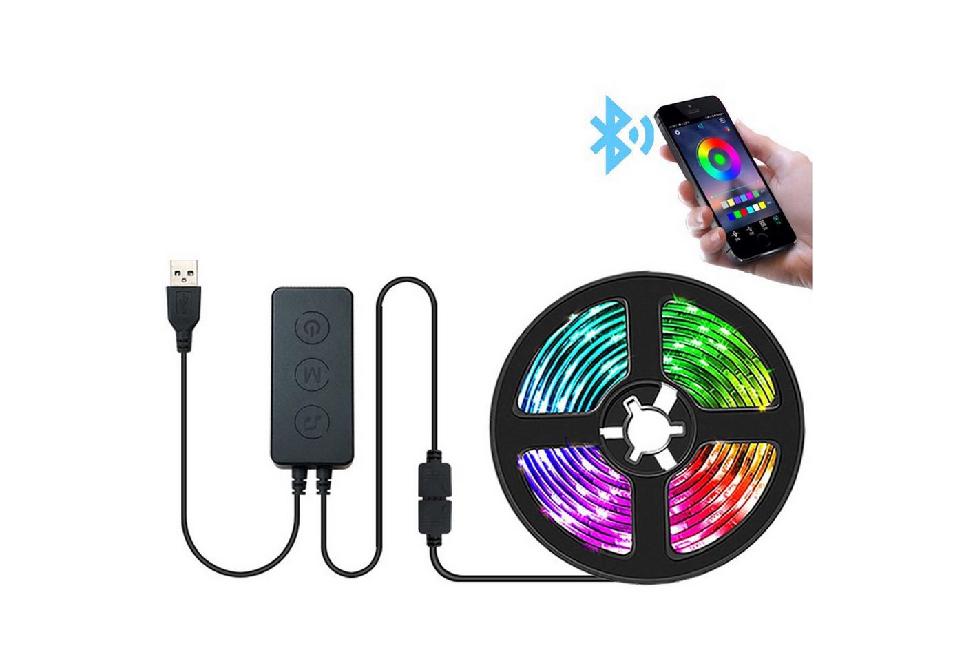 KINSI LED Stripe LED TV-Hintergrundbeleuchtung,Music Sync,3 Tasten,RGB Bluetooth App, Für DIY Dekoration, Party, Gaming, Dekor, TV Hintergrundbeleuchtung Bild 5