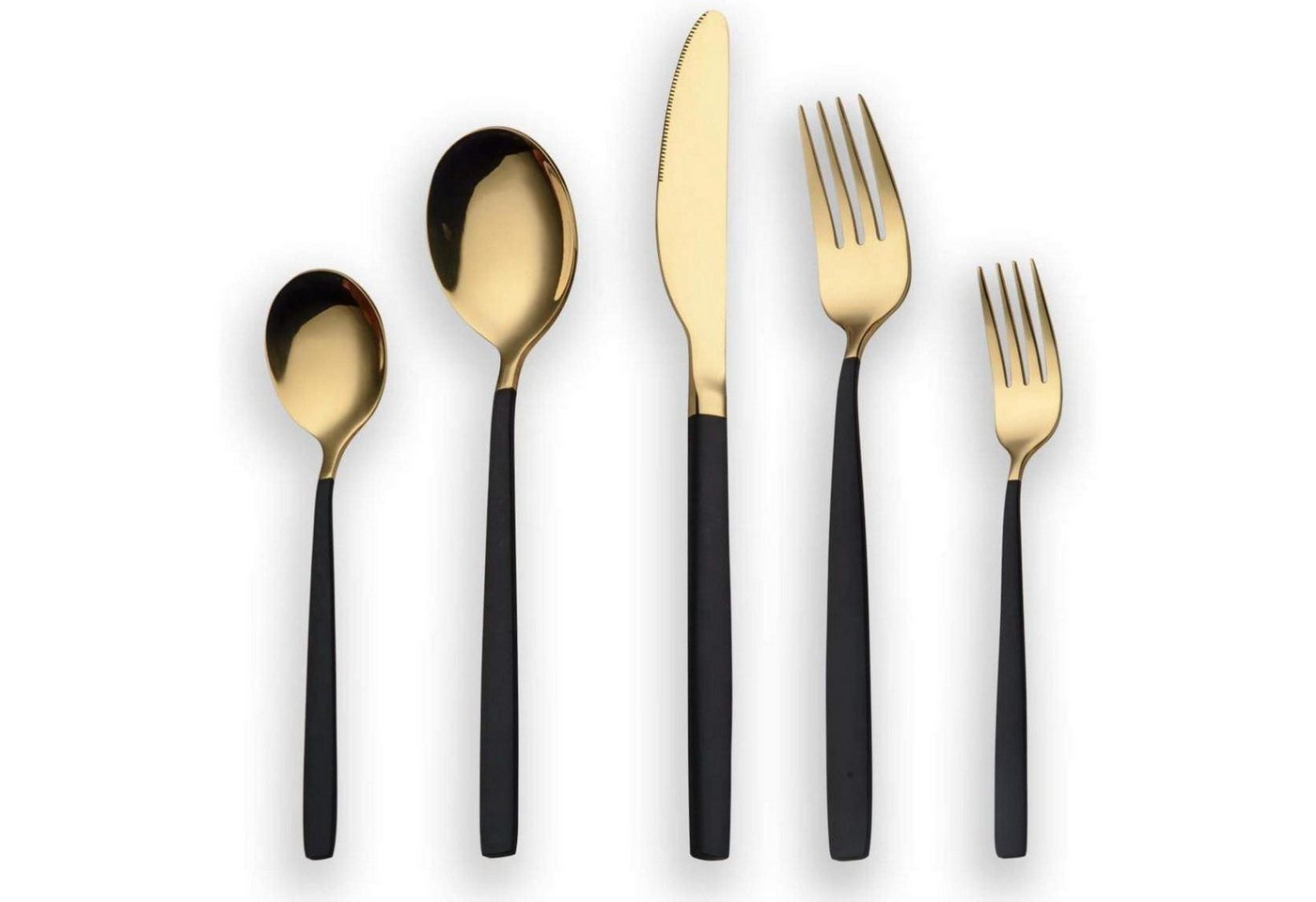 LuxusKollektion Besteck-Set Besteckset Edelstahl 30 Service 6 Schwarz Gold 03. Gold und Schwarz