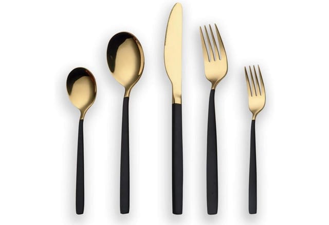 LuxusKollektion Besteck-Set Besteckset Edelstahl 30 Service 6 Schwarz Gold 03. Gold und Schwarz