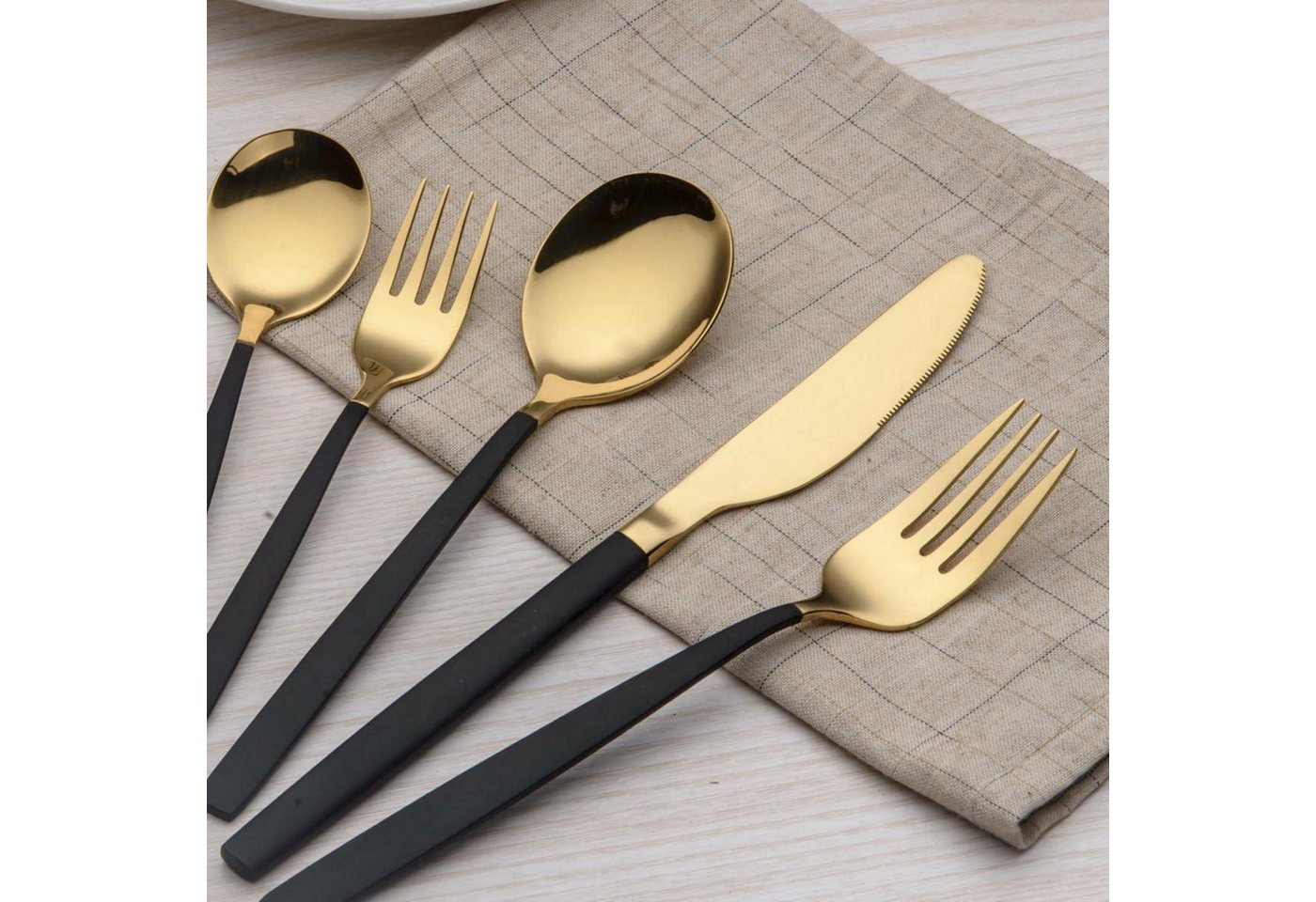 LuxusKollektion Besteck-Set Besteckset Edelstahl 30 Service 6 Schwarz Gold 03. Gold und Schwarz Bild 4