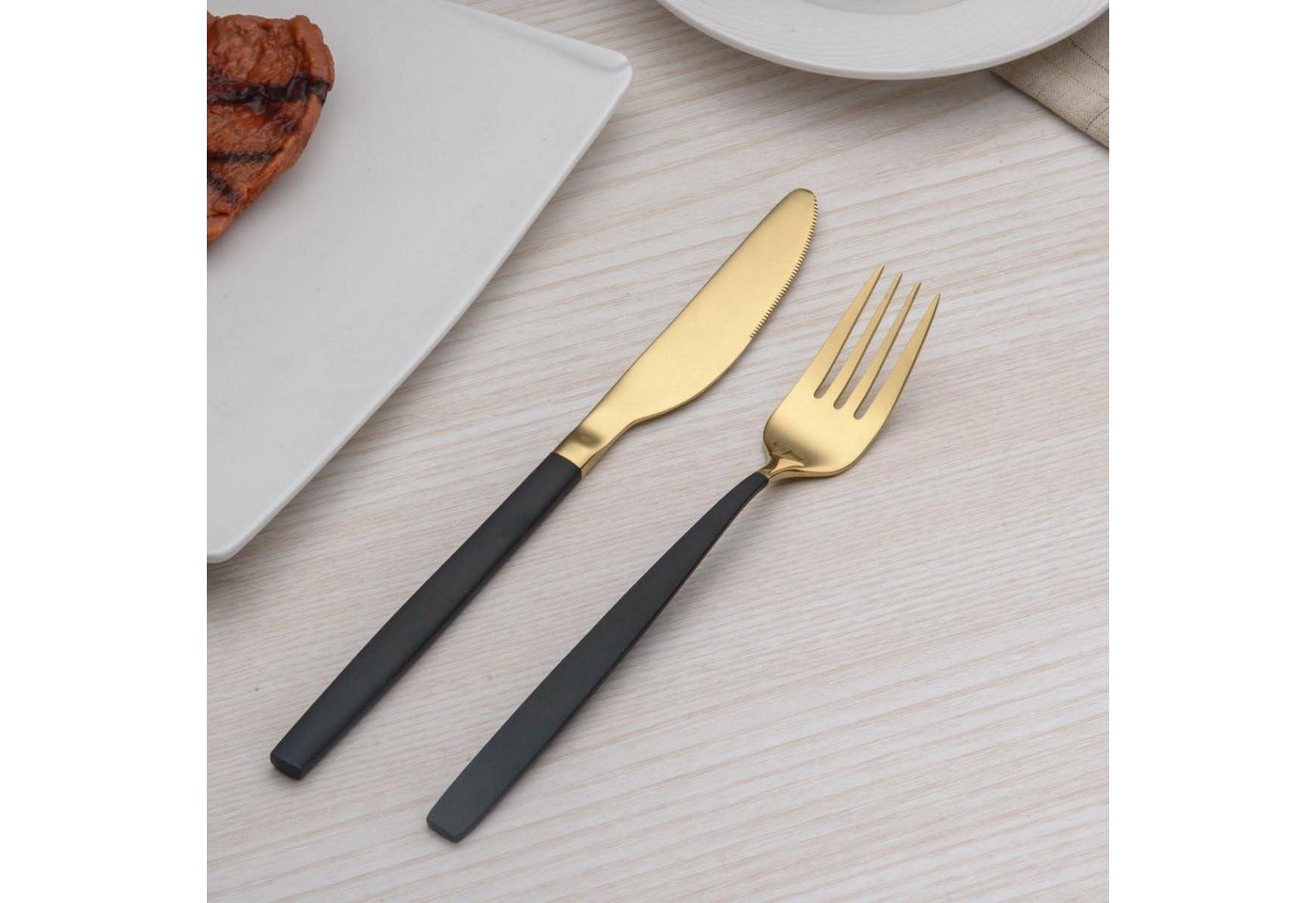 LuxusKollektion Besteck-Set Besteckset Edelstahl 30 Service 6 Schwarz Gold 03. Gold und Schwarz Bild 5