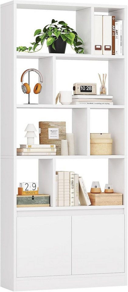MSMASK Bücherregal Bücherschrank Hoch – 4 Ebenen + offenes Aufbewahrungsregal, 1-tlg., 155x60x24 cm Bild 5