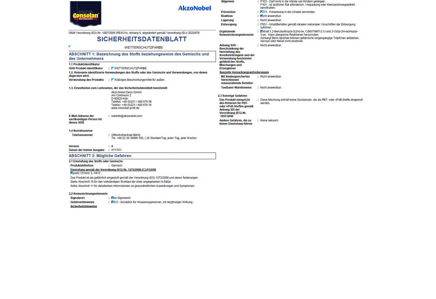 Consolan Wetterschutzfarbe Profi Wetterschutz-Farbe - 0.75 Ltr