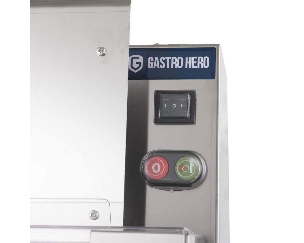 GastroHero Nudelmaschine Teigausrollmaschine PROFI 42 N mit Fußpedal 40 cm, 370 W