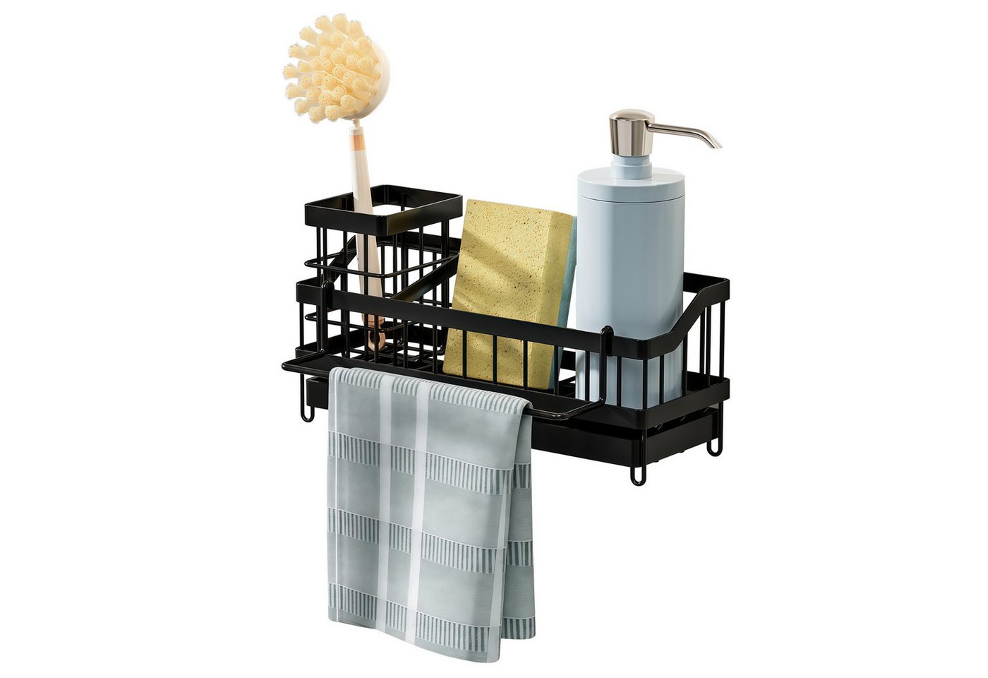 GLIESE Küchenorganizer-Set Spülen-Organizer Automatische Entwässerung für Küche, für Spüle, Arbeitsplatte, Badezimmer, Waschraum, Küche, 24,5x9x13 cm
