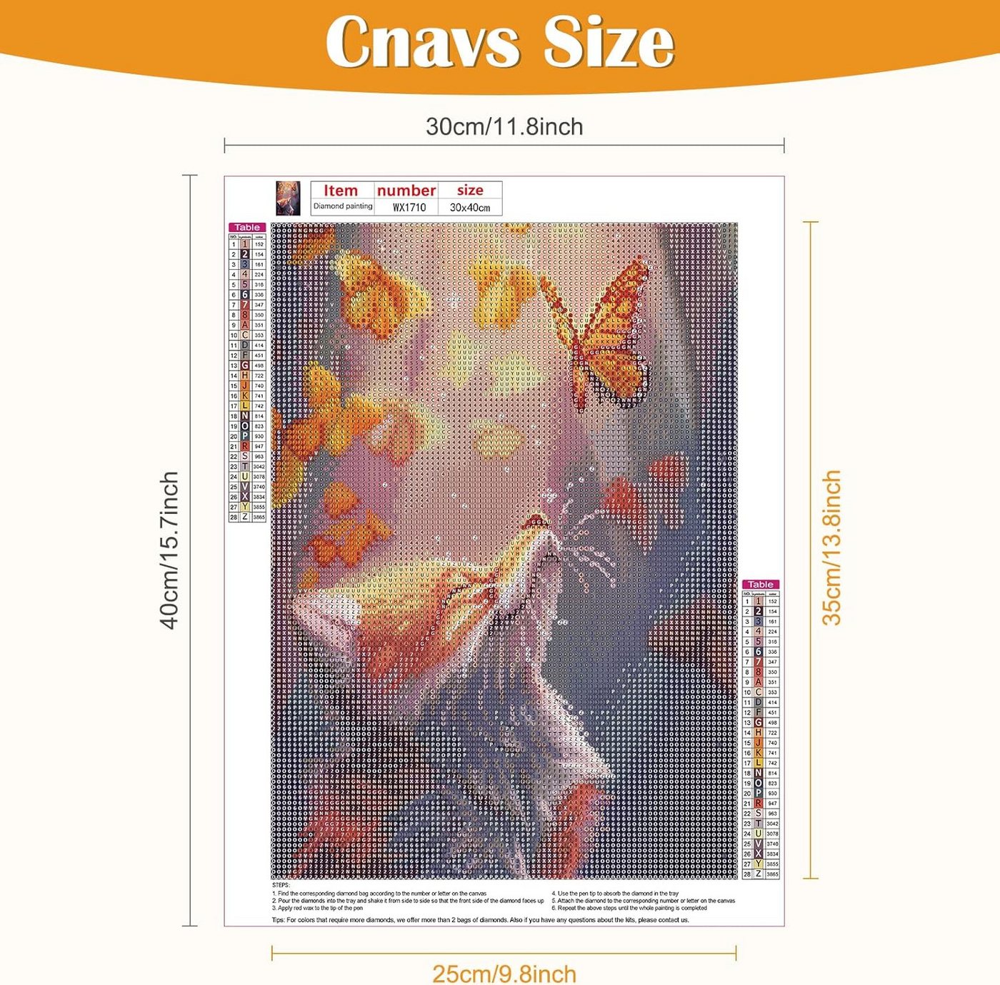 KAYLJIE Malen nach Zahlen Diamond Painting Bild 30x40cm 5D Fuchs mit Schmetterling (Komplettset für 5D Diamond Painting inklusive Leinwand, Diamanten und Werkzeugen, Diamond Painting Set mit Zubehör für DIY-Kreativität und Entspannung), 5D Diamond Painting mit präziser Klebeschicht & Zubehör Bild 3