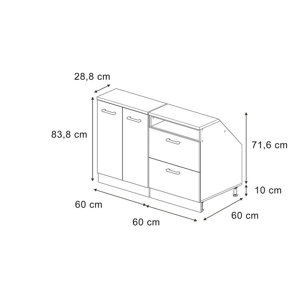 Vicco Kommode Rion, Anthrazit-Gold/Weiß, 120 cm 2er Set Schrankkorpuss 60 cm Tiefe (2 St) Bild 2