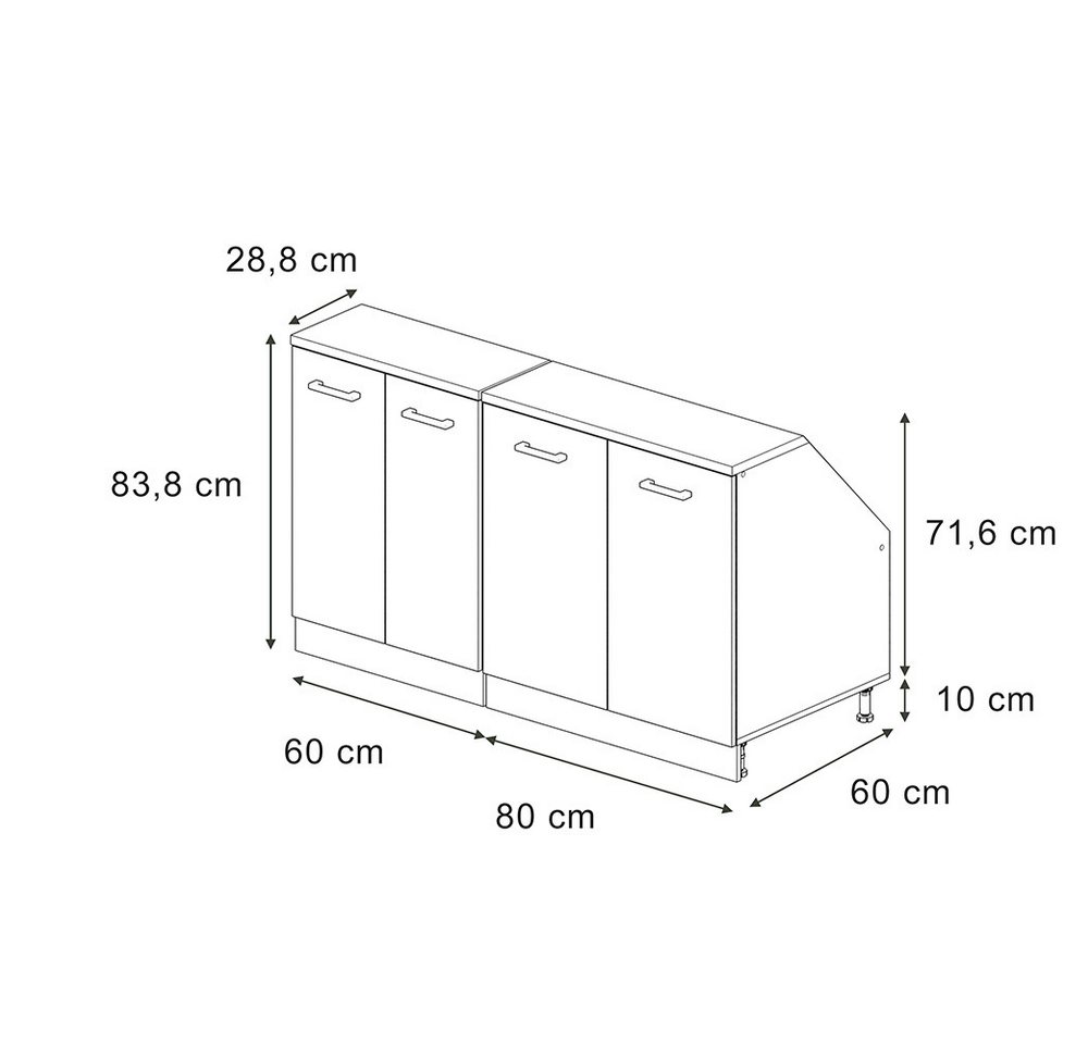Vicco Kommode Rion, Goldkraft Eiche, 140 cm 2er Set Schrankkorpuss 60 cm Tiefe (2 St) Bild 3