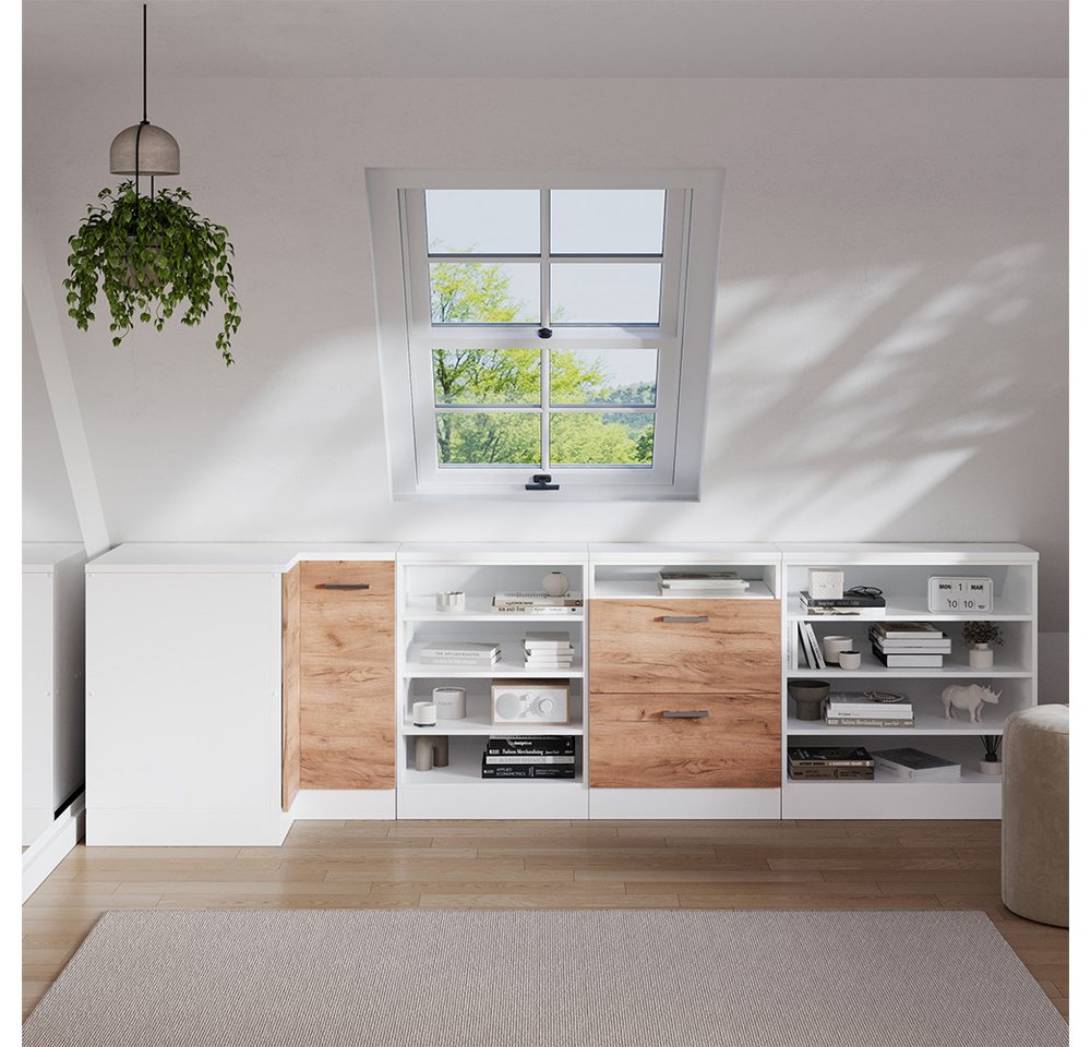 Vicco Kommode Rion, Goldkraft Eiche/Weiß, 75.6 x 81.6 cm mit 1 Tür, Schrankkorp... (1 St)