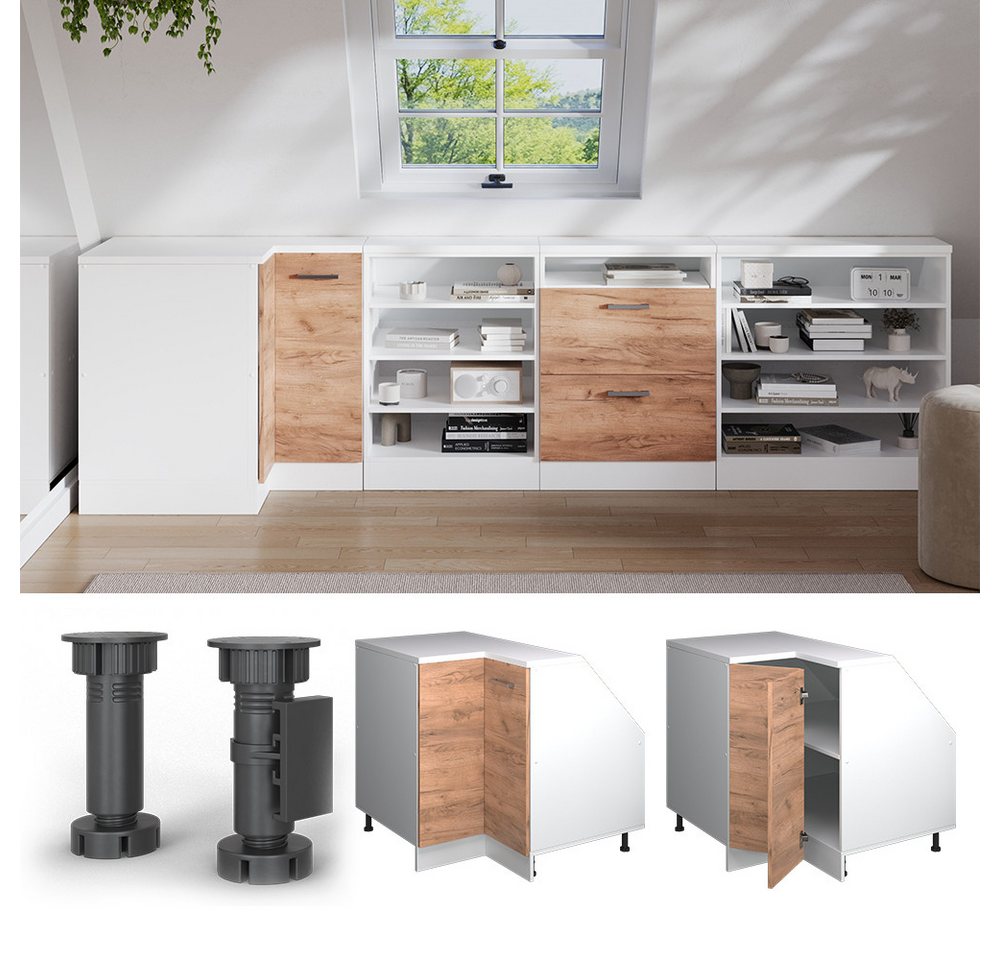 Vicco Kommode Rion, Goldkraft Eiche/Weiß, 75.6 x 81.6 cm mit 1 Tür, Schrankkorp... (1 St) Bild 2