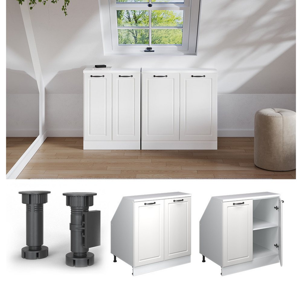 Vicco Kommode Rion, Weiß Landhaus/Weiß, 80 x 81.6 cm mit 2 Türen, Schrankkorpu... (1 St)