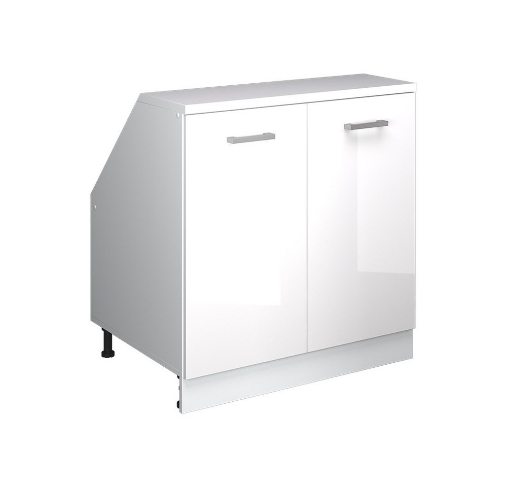 Vicco Kommode Rion, Weiß Hochglanz/Weiß, 80 x 81.6 cm mit 2 Türen, Schrankkorp... (1 St)