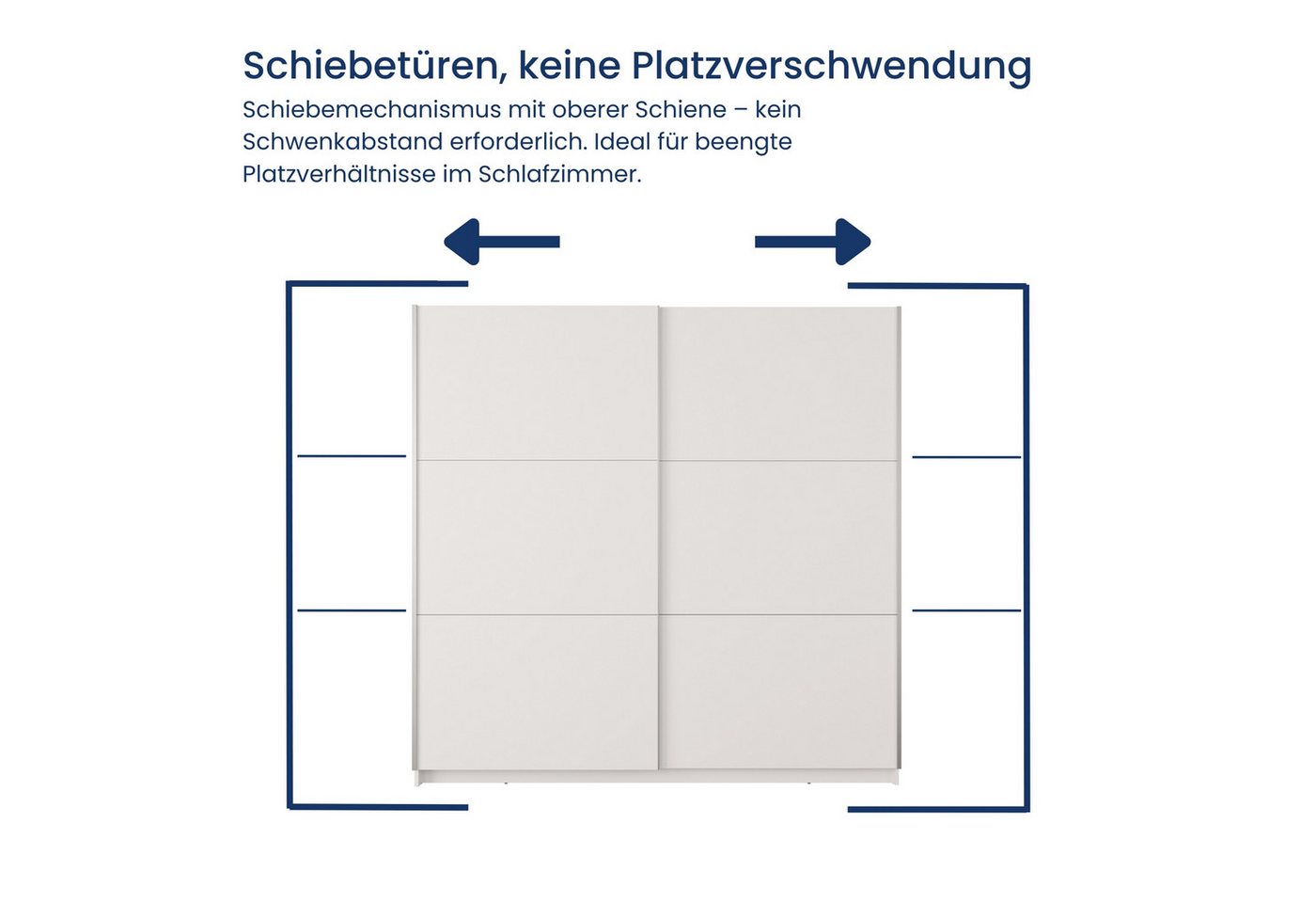 Home Collective Schwebetürenschrank Kleiderschrank Schlafzimmerschrank Garderobe wahlweise mit Spiegel (Maße B/H/T: 200,6 x 207 x 60 cm) 5 Böden & Kleiderstange für viel Stauraum, Weiß Bild 5