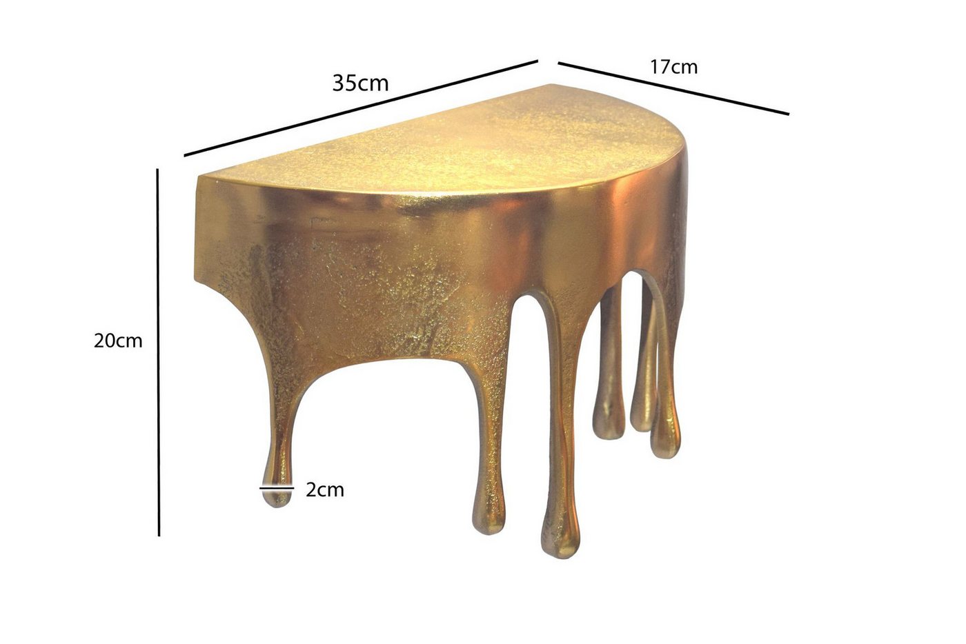 FINEBUY Wandregal FB77611 35cm Aluminium Gold Hängeregal Schweberegal Wandboard Metall, Originelles Hängeregal in edler Tropfenoptik, Komplett aus robustem Aluminium gefertigt Bild 2