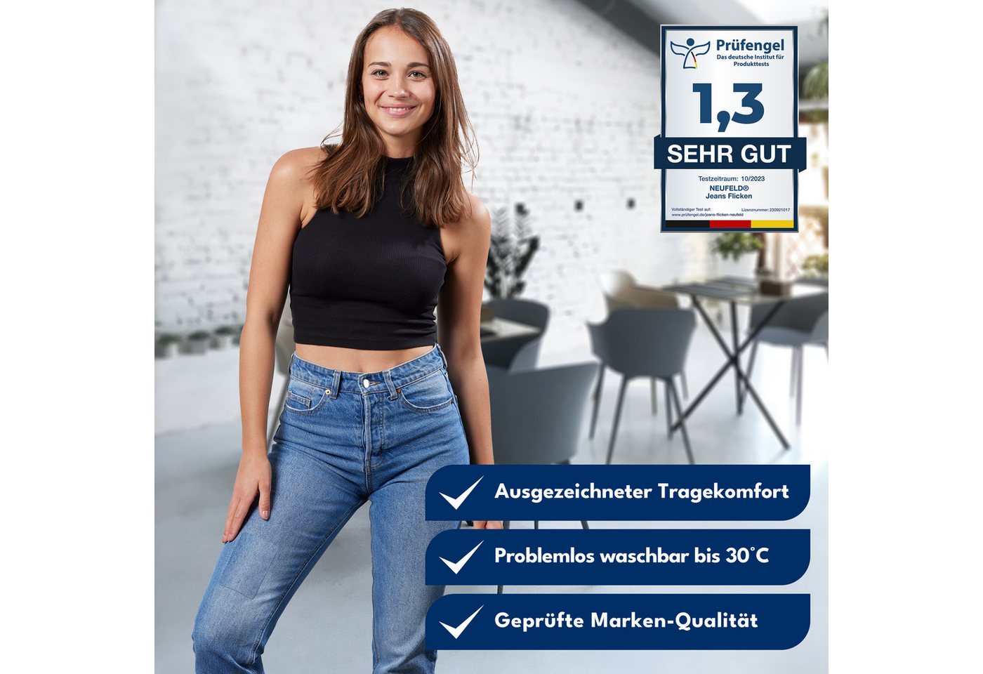 NEUFELD Aufnäher Jeansflicken zum Aufbügeln I 15 Stück I 5 Farben I Bügelflicken Bild 3