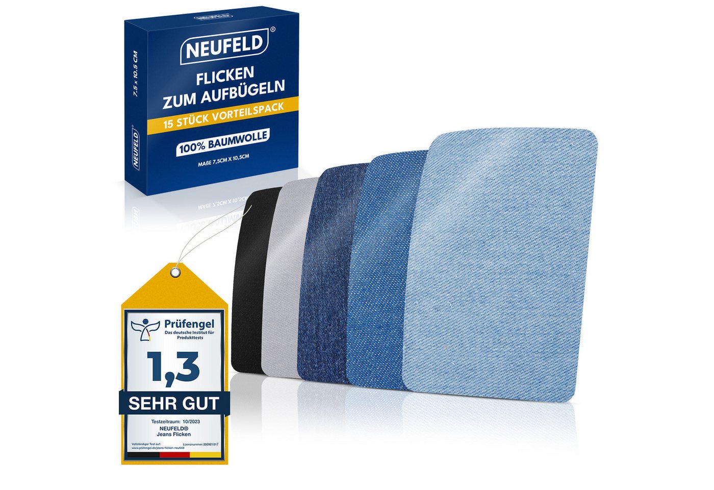 NEUFELD Aufnäher Jeansflicken zum Aufbügeln I 15 Stück I 5 Farben I Bügelflicken Bild 4