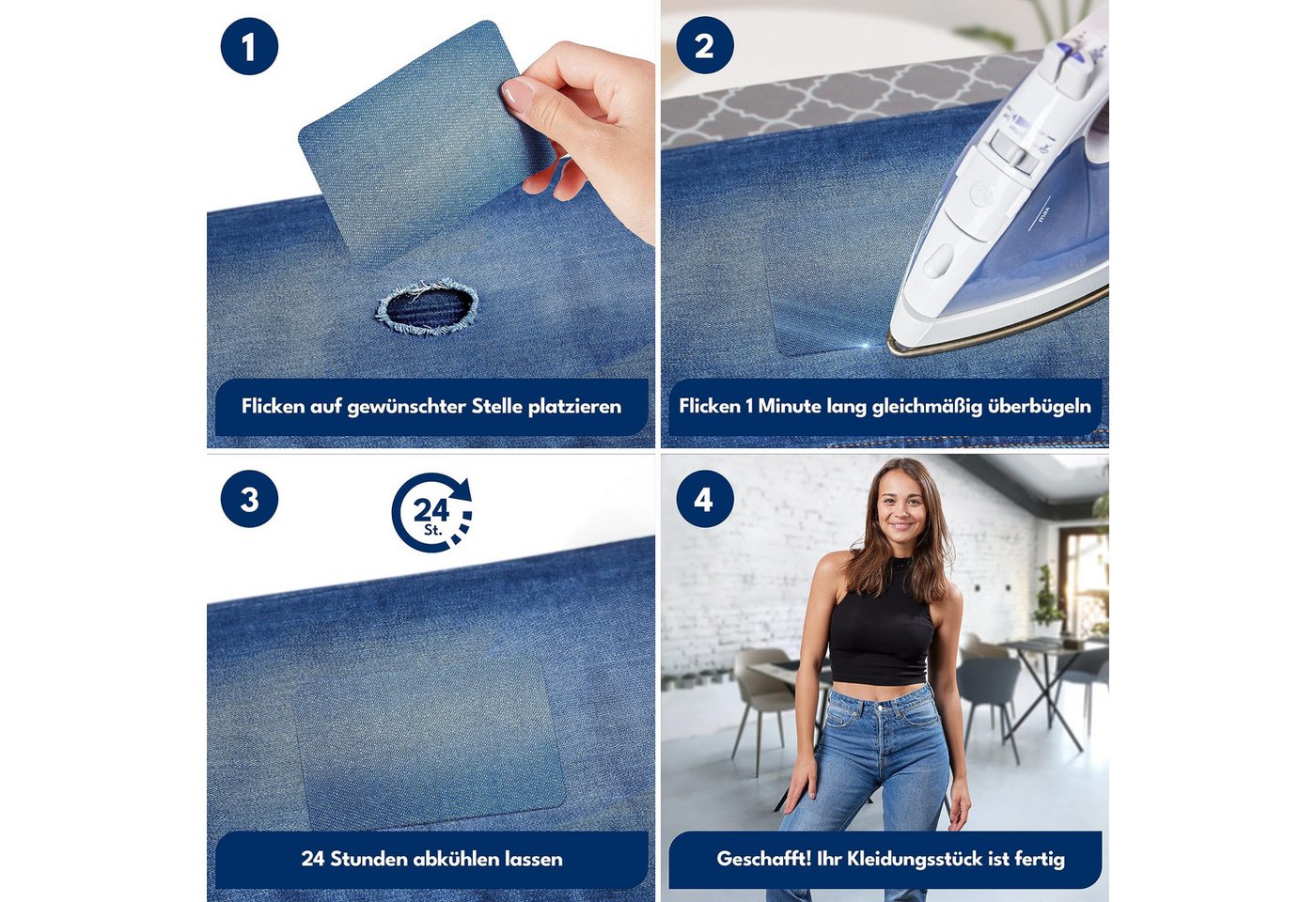 NEUFELD Aufnäher Jeansflicken zum Aufbügeln I 15 Stück I 5 Farben I Bügelflicken Bild 5
