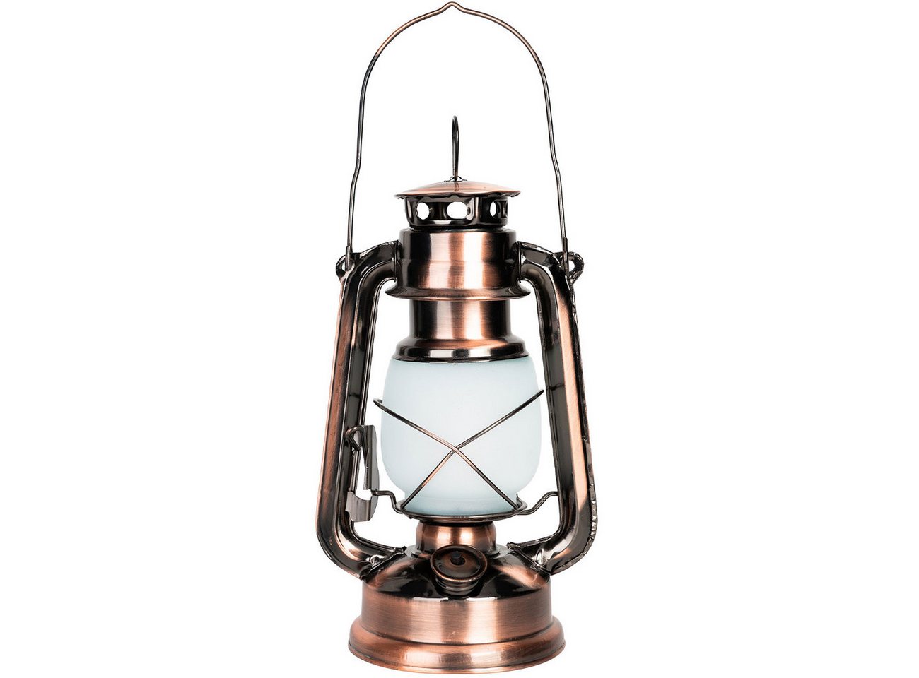 Casativo LED Laterne Retro LED-Sturmlaterne 25cm mit Flammen-Optik Ø15 x H25 cm Batterie, LED fest integriert, Batteriebetrieb, Bronzelook, zum Aufhängen, Tragegriff&Ring Bild 2