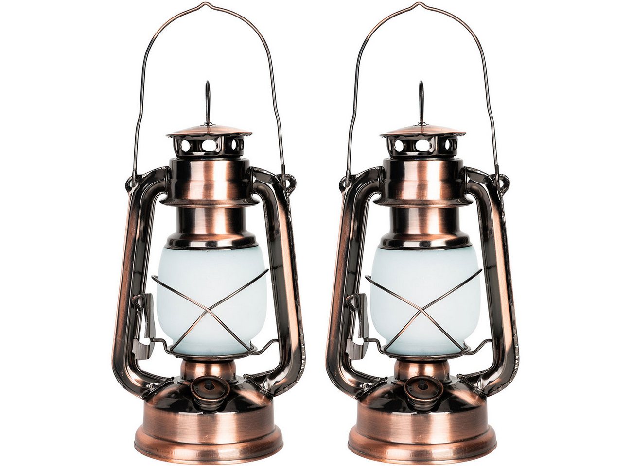 Casativo LED Laterne Retro LED-Sturmlaterne 25cm mit Flammen-Optik Ø15 x H25 cm Batterie, LED fest integriert, Batteriebetrieb, Bronzelook, zum Aufhängen, Tragegriff&Ring Bild 5