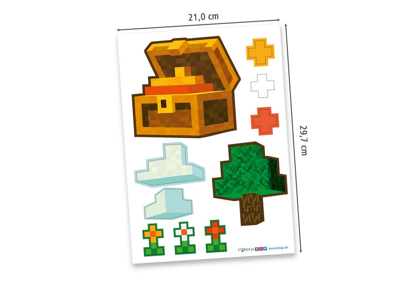 itenga Schultüte itenga DEKO-SET für SCHULTÜTE Blockgame Pixel