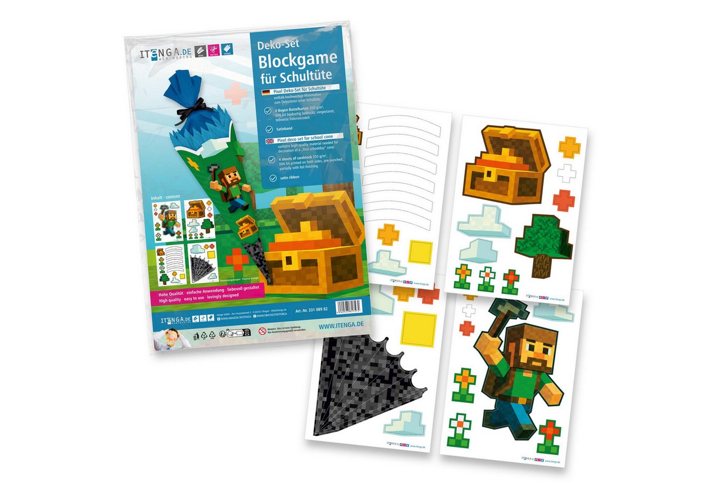 itenga Schultüte itenga DEKO-SET für SCHULTÜTE Blockgame Pixel Bild 3