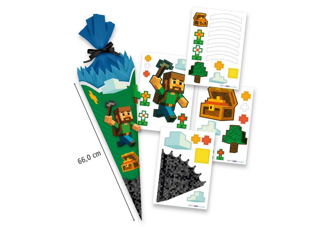 itenga Schultüte itenga SCHULTÜTEN Bastelset 68cm - Blockgame Pixel - Komplettset Bild 2