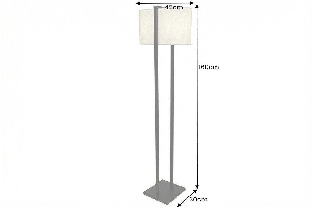 riess-ambiente Stehlampe COLLEEN 160cm weiß/schwarz - Stoffschirm, mit Metallfuß, zeitlos, Ein-/Ausschalter, ohne Leuchtmittel, Moderne Leuchte - ideal für Wohnzimmer, Lofts oder im Büro