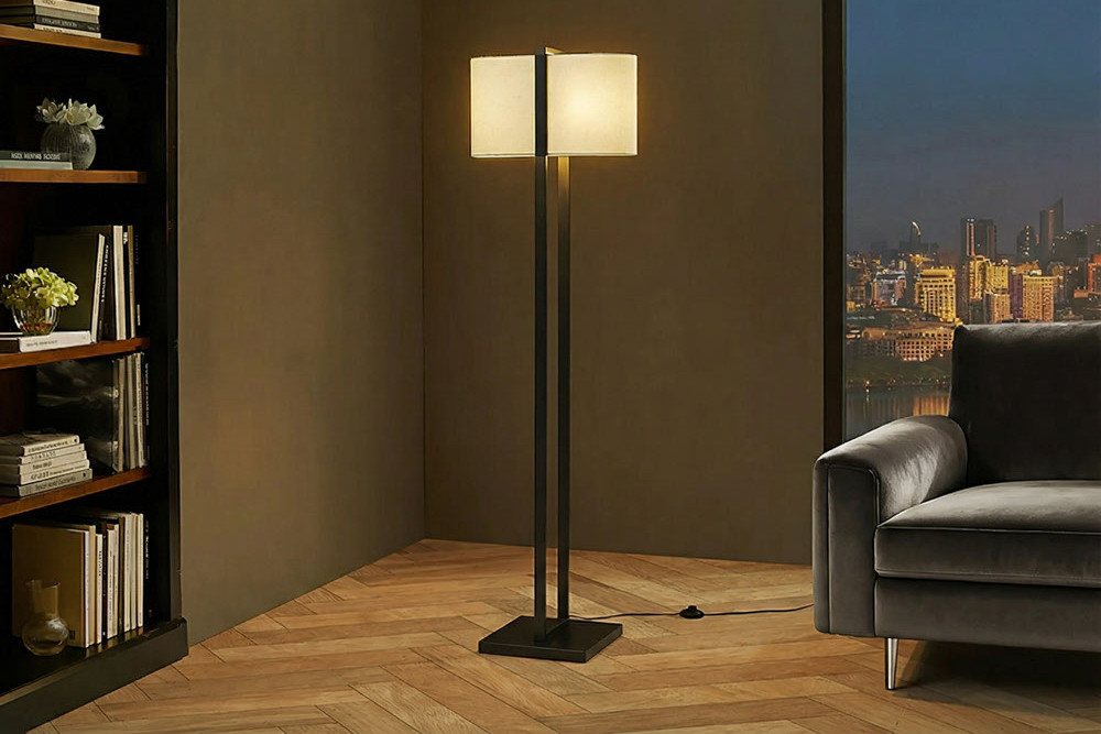 riess-ambiente Stehlampe COLLEEN 160cm weiß/schwarz - Stoffschirm, mit Metallfuß, zeitlos, Ein-/Ausschalter, ohne Leuchtmittel, Moderne Leuchte - ideal für Wohnzimmer, Lofts oder im Büro Bild 2