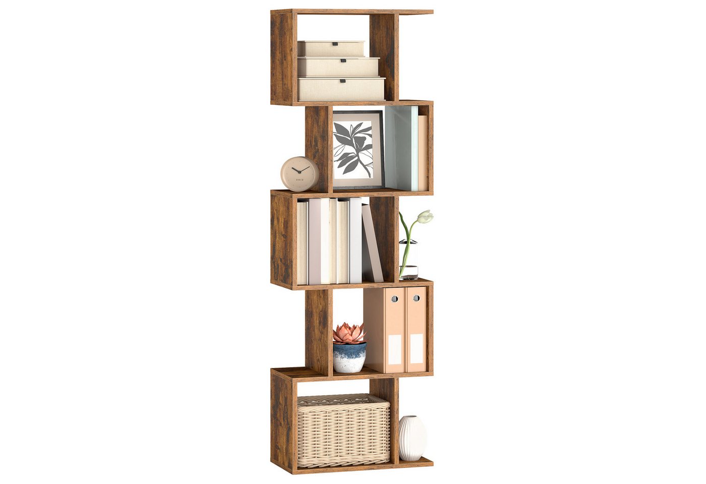 VASAGLE Bücherregal, 5 stöckiges Bücherregal, 24 x 40 x 159 cm, Standregal, Büroregal