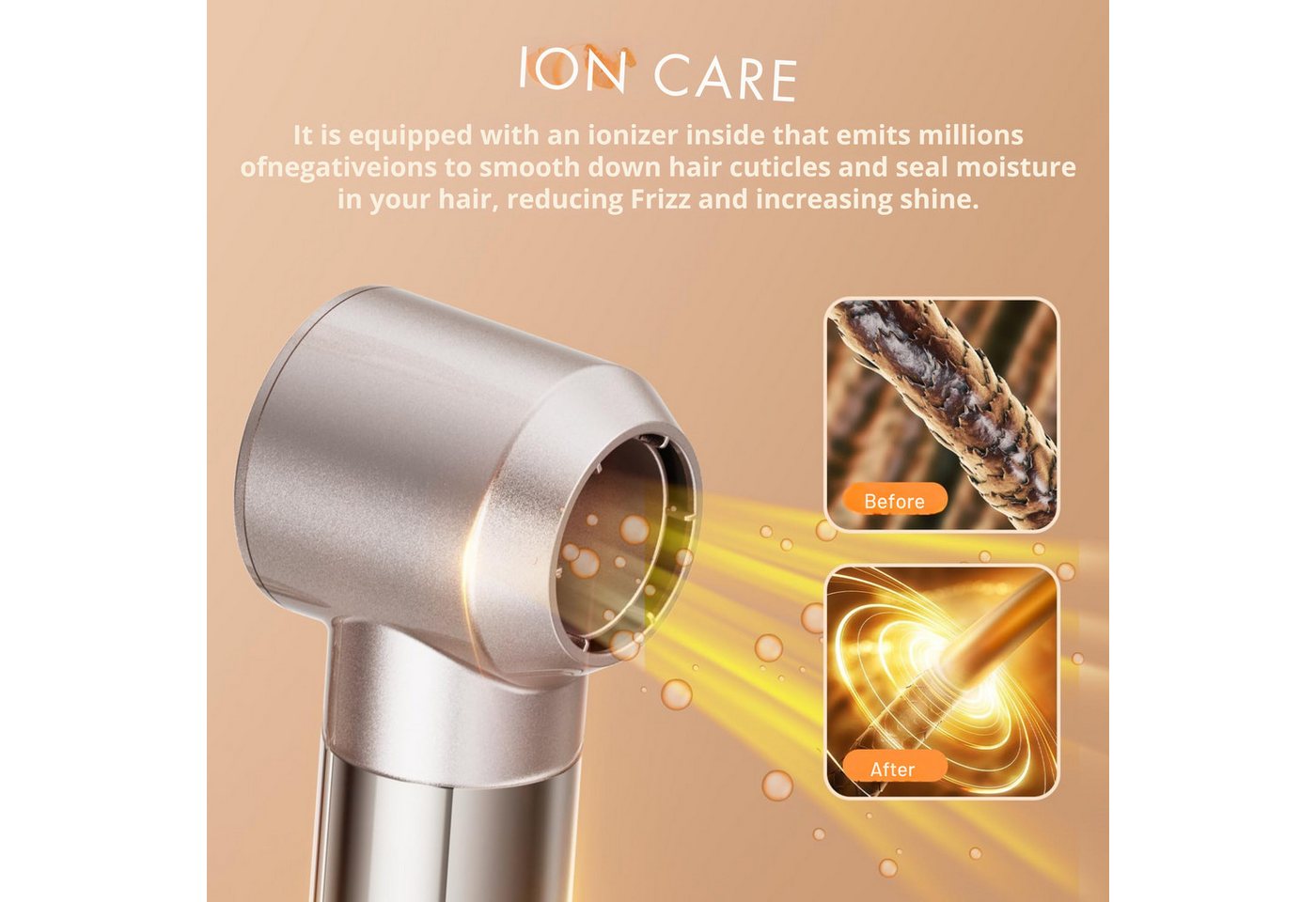 Vivitar Heißluftgebläse 6-in-1 Air Styler Heißluftbürste 140.000U/min, Föhnbürste für Frauen, (schnell trocknender Haarstyler für Frauen, Anti-Frizz-Stylinggerät für alle Haartypen], Auto-Air-Lockenstab, Rundbürste, Volumenaufsatz und Glättenaufsatz), für Trocknen, Locken, Glätten & voluminöses Styling Bild 2
