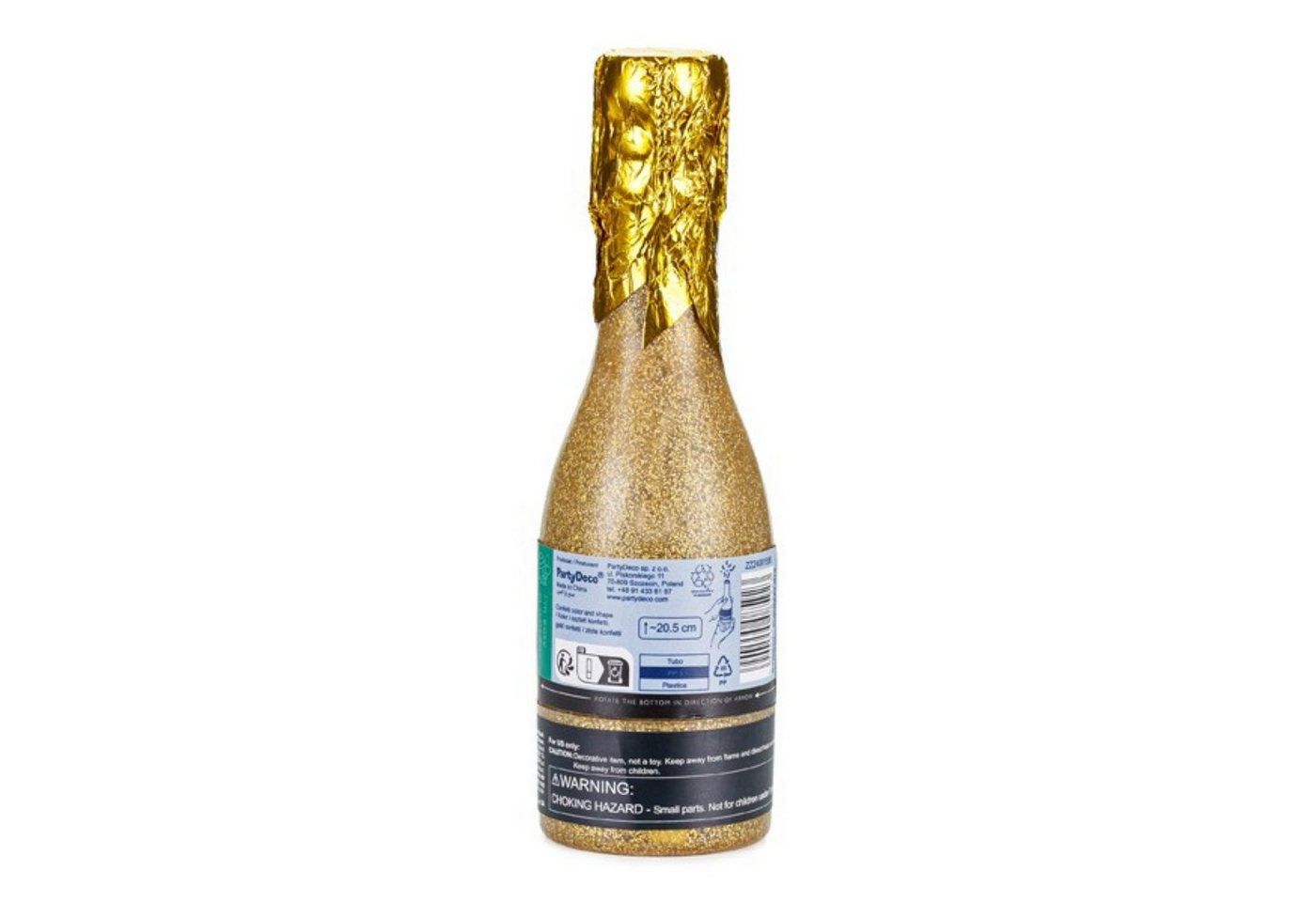 partydeco Konfetti Konfettishooter Champagnerflasche 20,5 cm, Gold