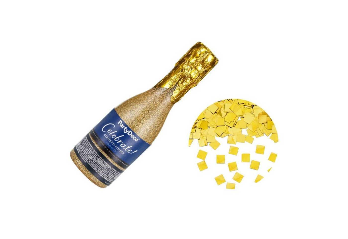partydeco Konfetti Konfettishooter Champagnerflasche 20,5 cm, Gold Bild 2