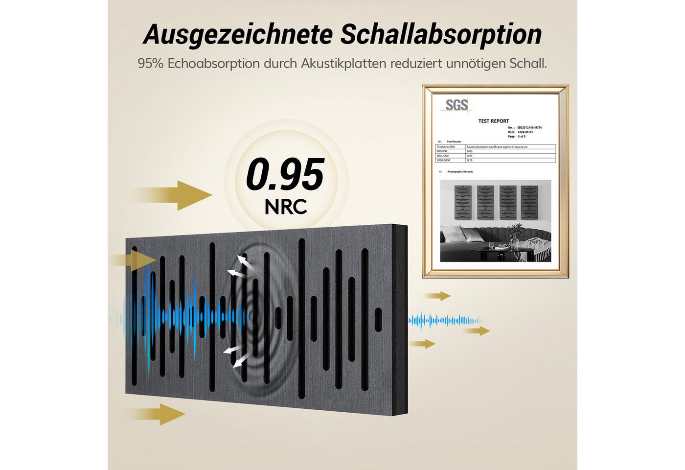 TONOR Schallschutzpaneel Selbstklebende Akustikpaneele Holzoptik Schallabsorber Wohnzimmer Bild 5