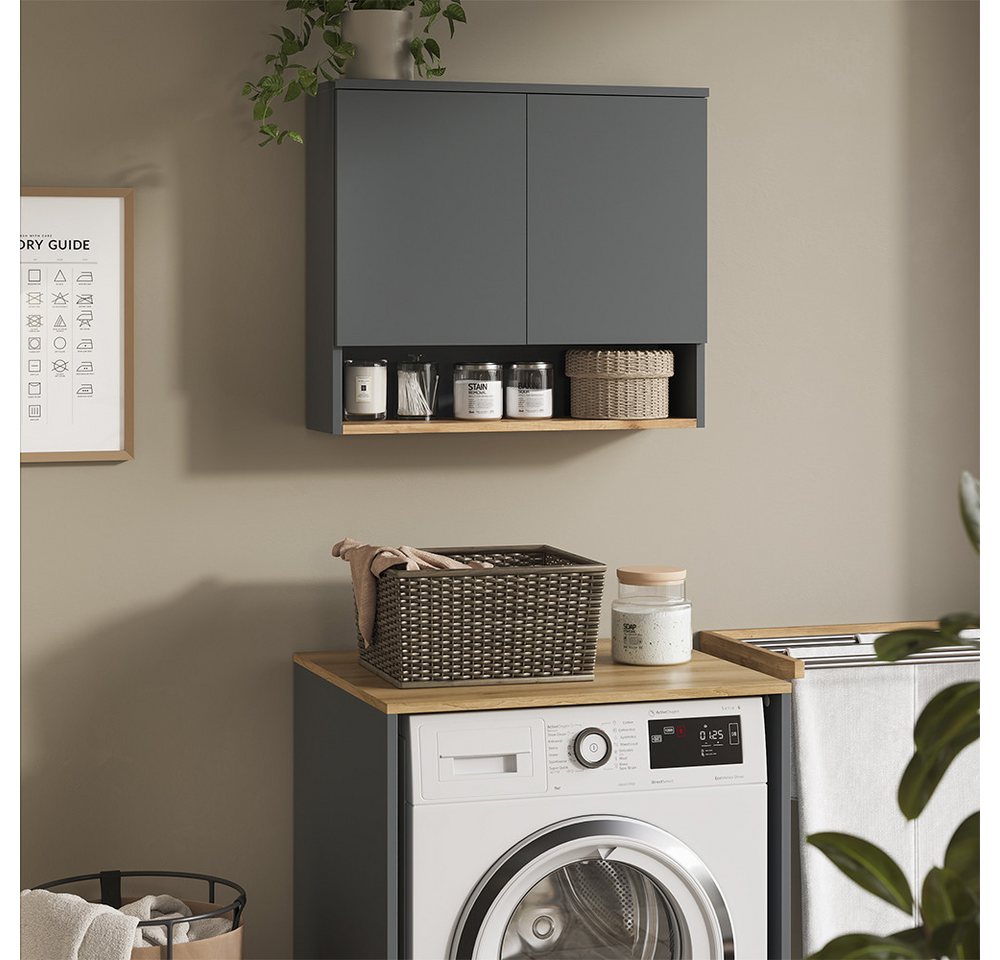 Vicco Hängeschrank Viktor, Anthrazit/Goldkraft Eiche, 68 x 60 cm mit 2 Türen Bild 2