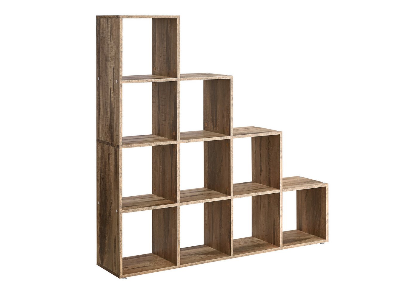 VASAGLE Bücherregal, mit 10 Fächern, Würfelregal, Stufenregal, 129,5 x 27 x 129,5 cm