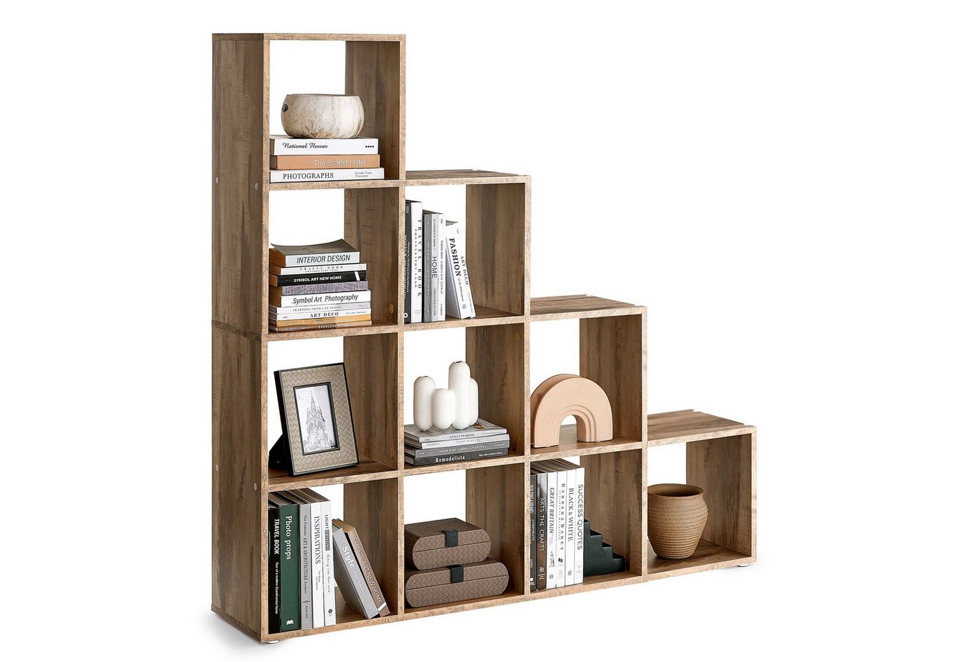 VASAGLE Bücherregal, mit 10 Fächern, Würfelregal, Stufenregal, 129,5 x 27 x 129,5 cm Bild 2