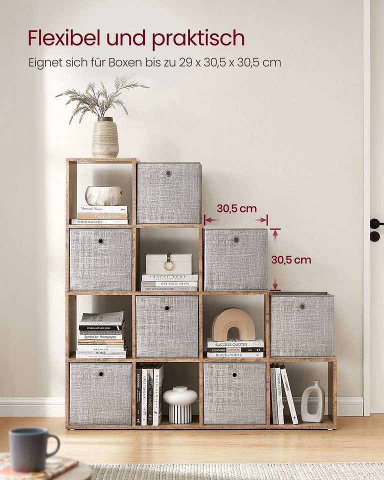 VASAGLE Bücherregal, mit 10 Fächern, Würfelregal, Stufenregal, 129,5 x 27 x 129,5 cm Bild 5
