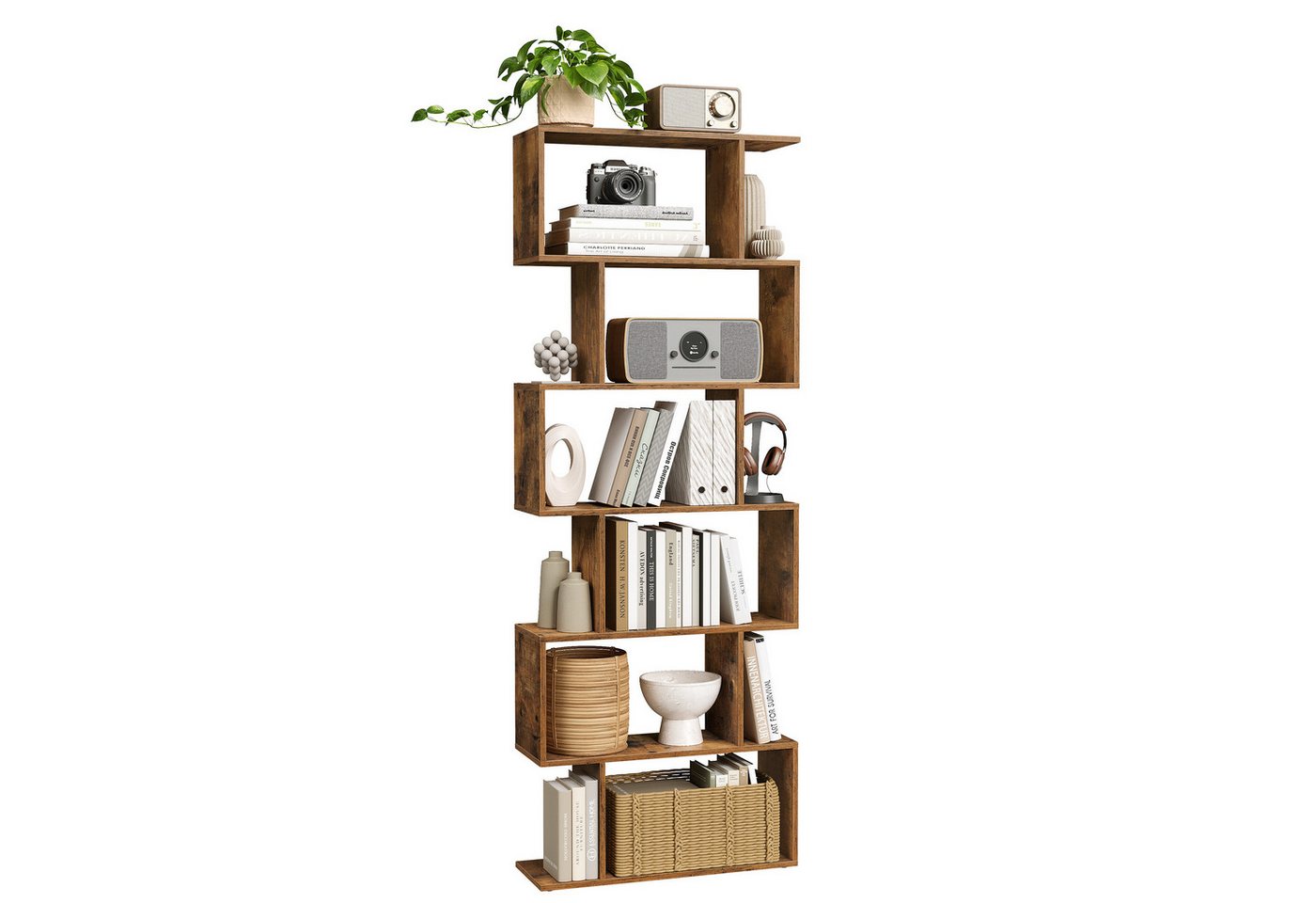 VASAGLE Bücherregal Standregal, für Wohnzimmer, Schlafzimmer, Arbeitszimmer, 1-tlg., Standregal, Büroregal, 6 Fächer, Holzwerkstoff, 70x190,5x24cm (BxHxT) Bild 3