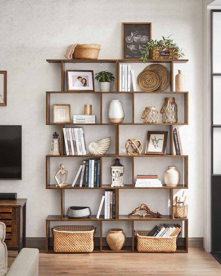 VASAGLE Bücherregal Standregal, für Wohnzimmer, Schlafzimmer, Arbeitszimmer, 1-tlg., Standregal, Büroregal, 6 Fächer, Holzwerkstoff, 70x190,5x24cm (BxHxT) Bild 4