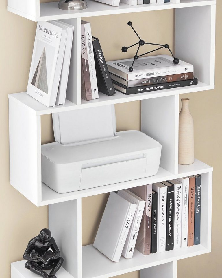 VASAGLE Bücherregal Standregal, für Wohnzimmer, Schlafzimmer, Arbeitszimmer, 2-tlg., Standregal, Büroregal, 6 Fächer, Holzwerkstoff, 70x190,5x24cm (BxHxT)