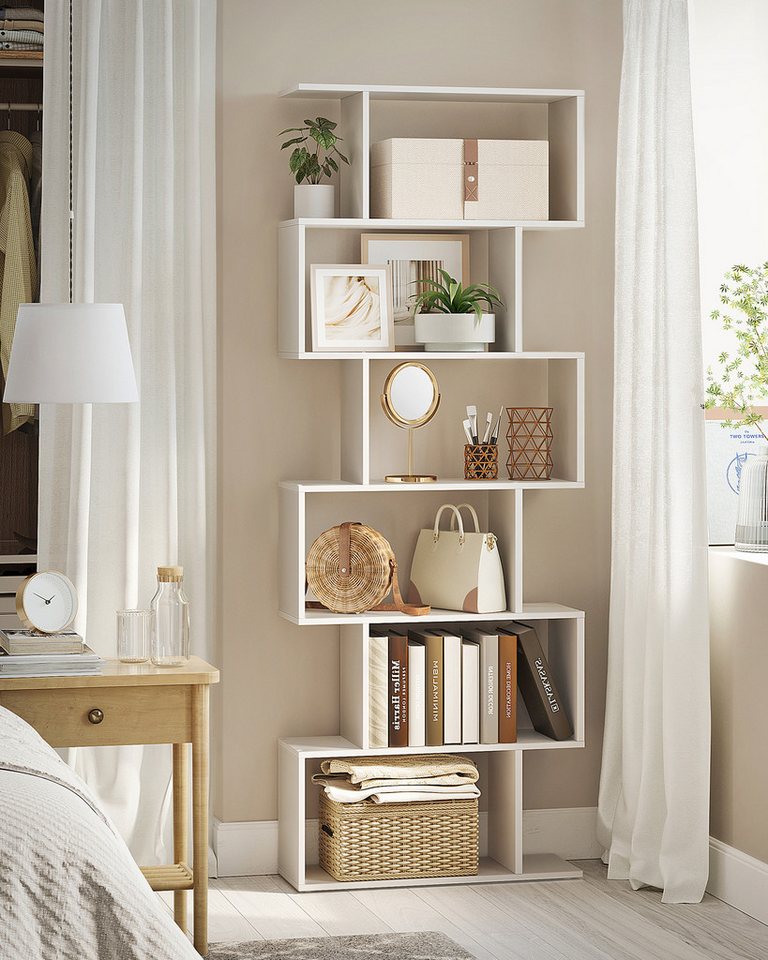 VASAGLE Bücherregal Standregal, für Wohnzimmer, Schlafzimmer, Arbeitszimmer, 2-tlg., Standregal, Büroregal, 6 Fächer, Holzwerkstoff, 70x190,5x24cm (BxHxT) Bild 4