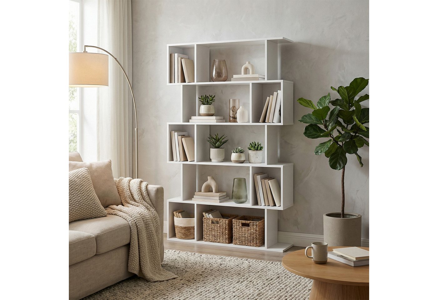 VASAGLE Bücherregal Standregal, für Wohnzimmer, Schlafzimmer, Arbeitszimmer, 1-tlg., 24 x 90 x 159 cm, Aufbewahrungsregal mit offenen Fächern