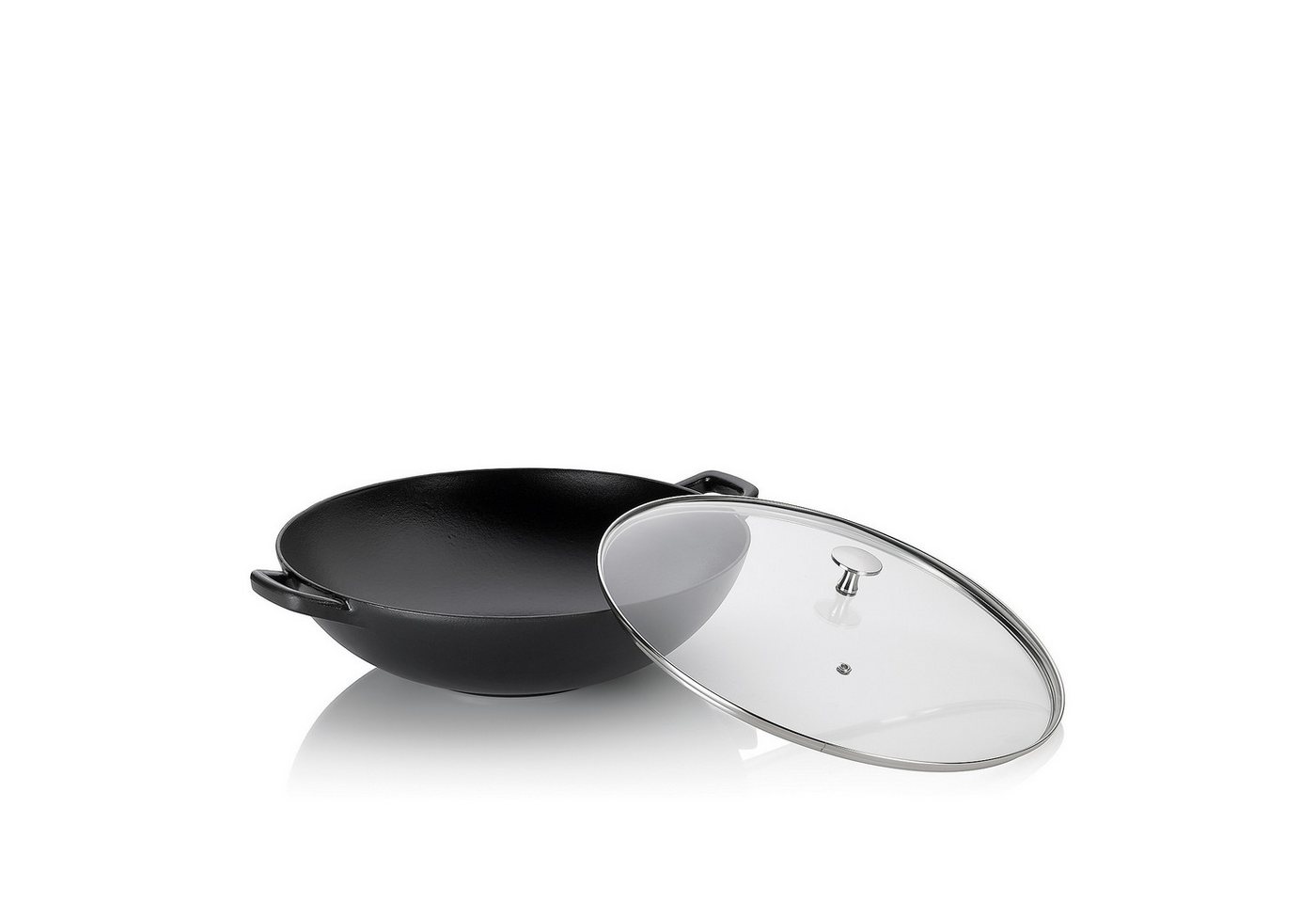 kela Wok Calido, Gusseisen, rau emailliert, hitzebeständiger Glasdeckel bis zu 220°C Bild 2