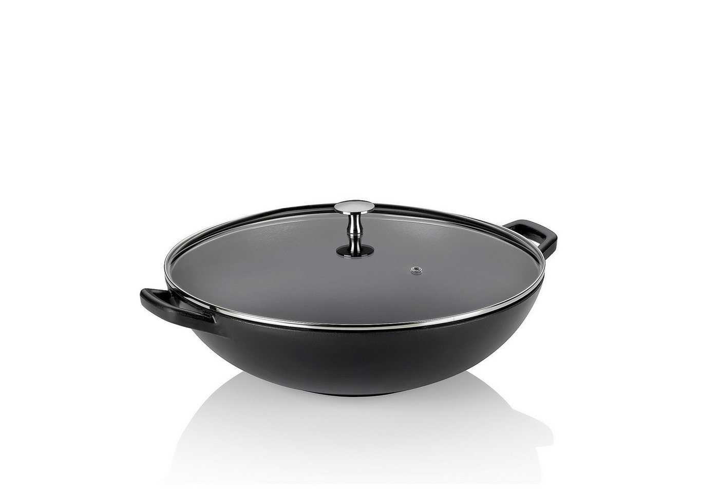 kela Wok Calido, Gusseisen, rau emailliert, hitzebeständiger Glasdeckel bis zu 220°C Bild 5